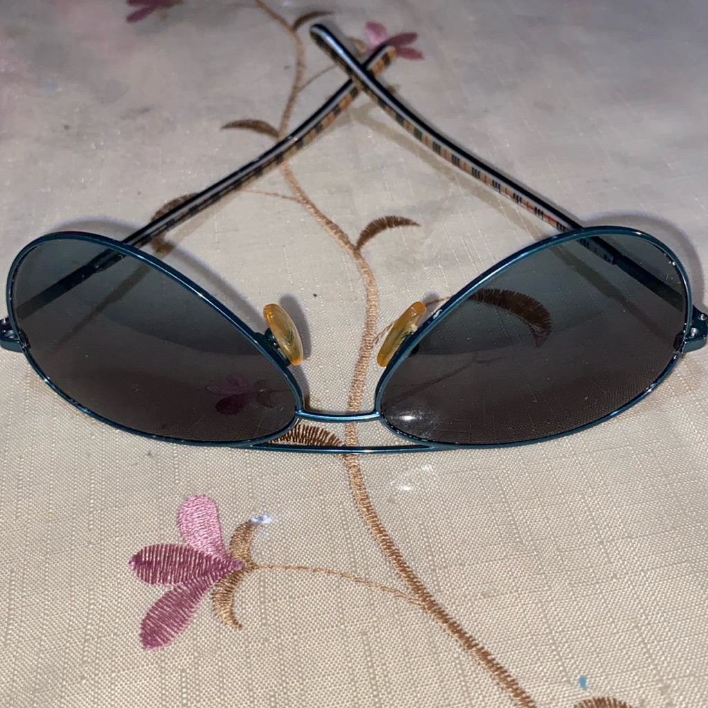 Burberry Aviator Style Sunglasses Lightly Worn Teal/Greenish Color On Rims